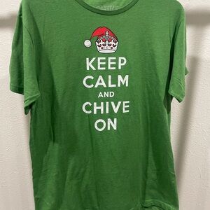 Green Keep Calm and Chive On T-Shirt